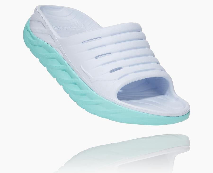 Hoka Australia One One ORA Recovery - Womens Slide White/Blue - MUKXI-9170